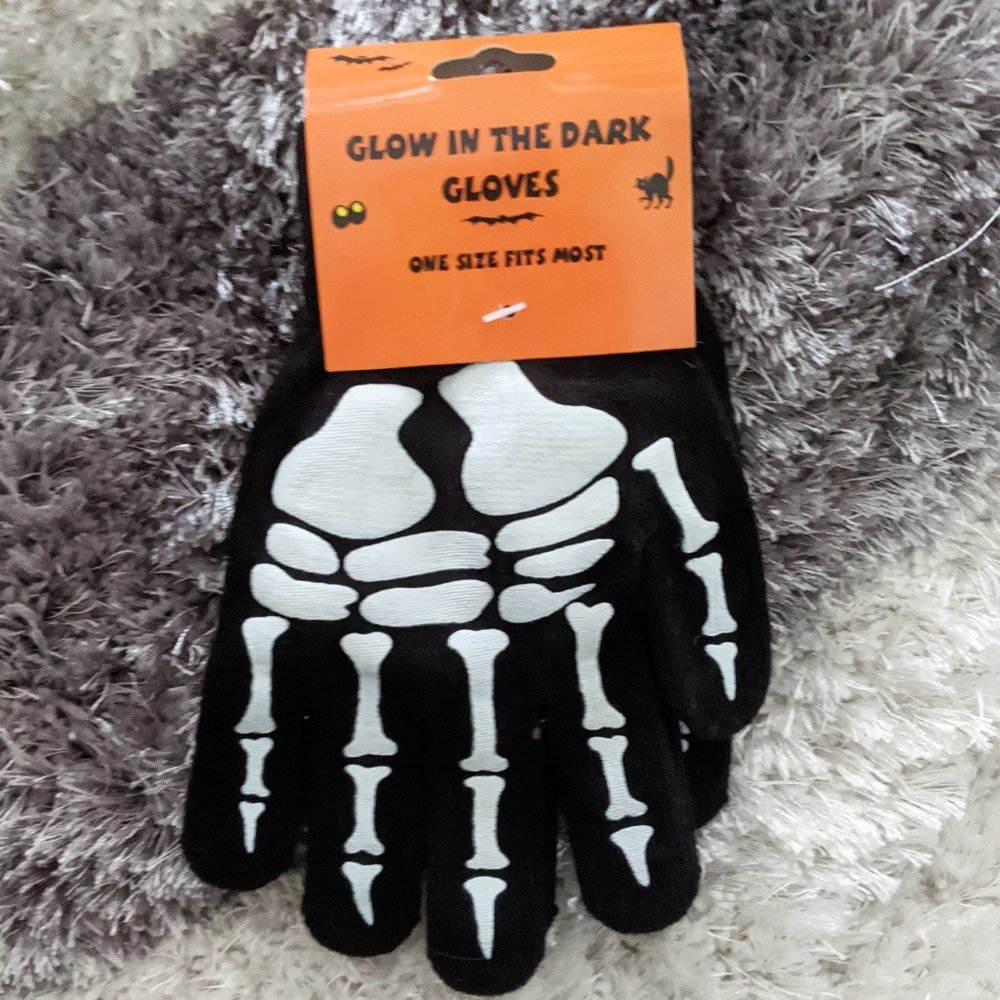 Glow In The Dark Bones Goth Punk Gloves